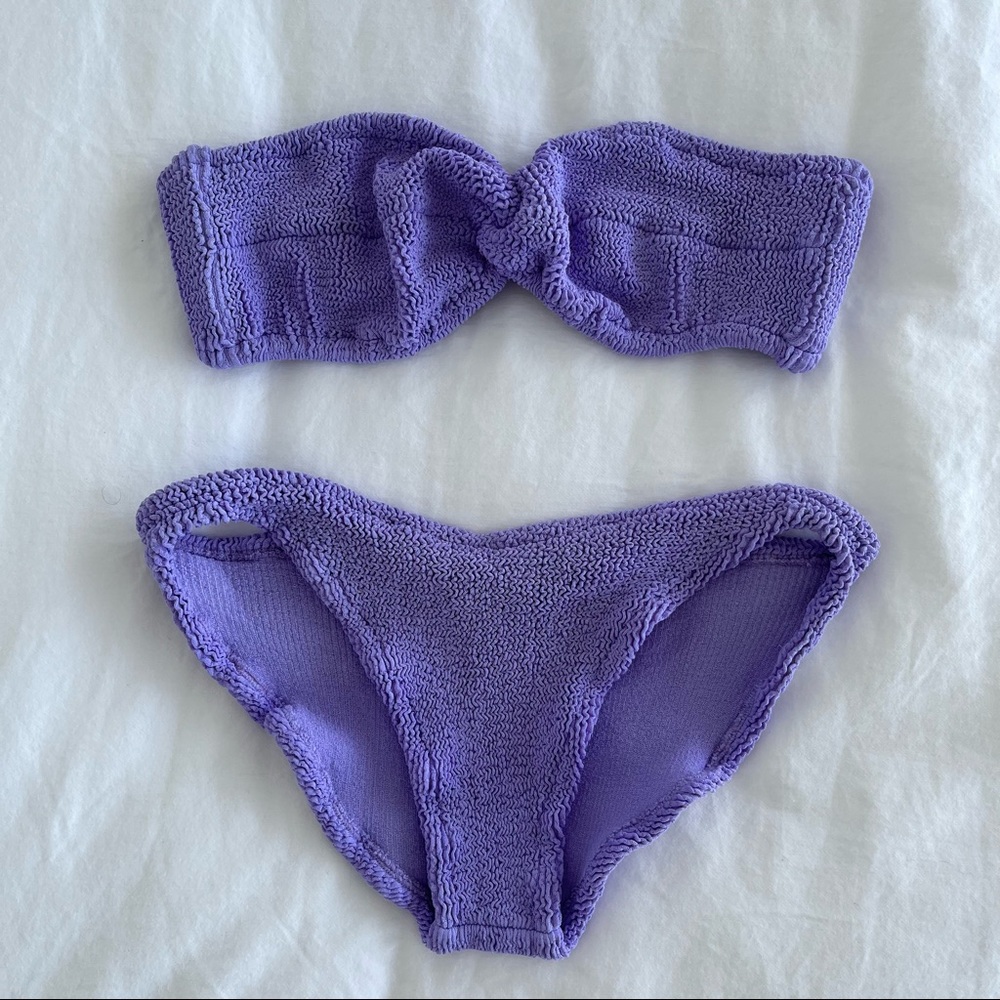 Hunza G Ariel Purple Bandeau Bikini One size fits all